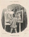 Au fil du temps, les artistes se montrent toujours plus critiques vis-vis de la pratique de l'autoportrait, multipliant les mises en abyme, comme s'en amuse ici Honoré Daumier, dans une lithographie de 1848, Un Français peint par lui-même. Paris, Bibliothèque nationale de France