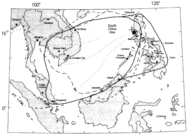 Location of Mount Pinatubo, showing area over which ash from the 1991 eruption fell.