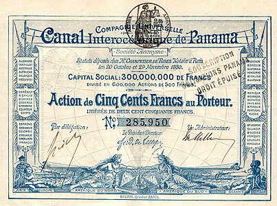 Aktie Canal de Panama 1880