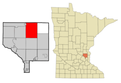 Location of the city of East Bethel within Anoka County, Minnesota