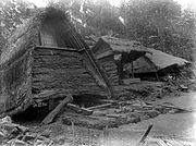 Collapsed houses after the earthquake in Bali