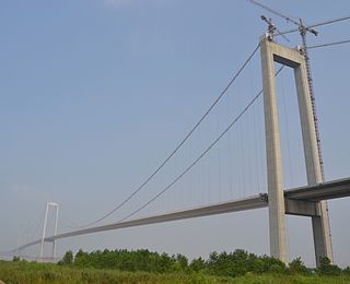 Brücke über den Jangtse bei Taizhou, August 2012, 3 Monate vor der Eröffnung