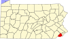 State map highlighting Delaware County