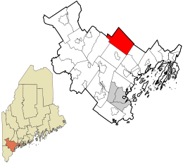 Location in Cumberland County and the state of Maine.