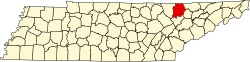 Karte von Campbell County innerhalb von Tennessee