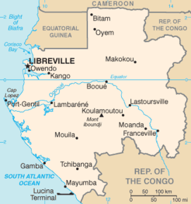Kart over Republikken Gabon