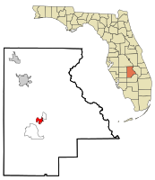 Location in Highlands County and the state of Florida