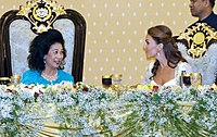 At a state dinner alongside Tunku Azizah Aminah, Queen of of Malaysia (14 September 2012)