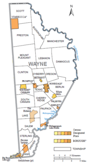 Thumbnail for File:Wayne County, Pennsylvania, Municipalities and CDPs.png