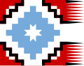 Ancien drapeau mapuche avec l’Étoile d’Arauco utilisé par Lautaro et dont allait s’inspirer plus tard O'Higgins pour concevoir l’actuel drapeau du Chili