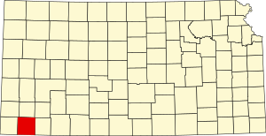 Map of Kansas highlighting Stevens County