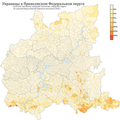 Расселение украинцев в ПФО по городским и сельским поселениям в %, перепись 2010 г.