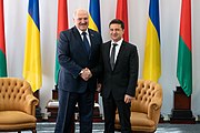 Volodymyr Zelensky met with Oleksandr Lukashenko within the framework of the Second Forum of Regions of Ukraine and Belarus in Zhytomyr (4 October 2019)