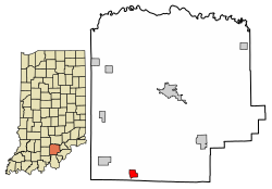 Location of Fredericksburg in Washington County, Indiana.