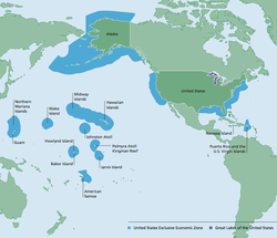 US Economic Exclusion Zone (EEZ): states, territories and possessions in the Convention on the Law of the Sea