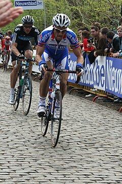 Tom Boonen riding at Kemmelberg.