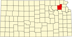 Map of Kansas highlighting Jackson County