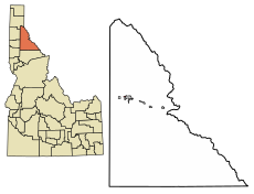 Location of Smelterville in Shoshone County, Idaho.