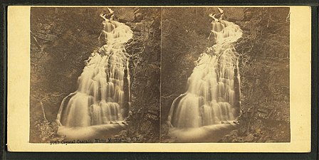 Stereoscopic image of Crystal Cascade by Bierstadt Brothers (early 1860s)