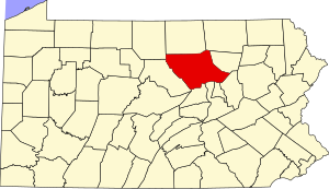 Map of Pennsylvania highlighting Lycoming County