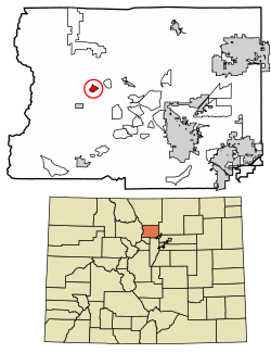 Location of the Hidden Lake CDP in Boulder County, Colorado.