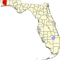 Locatie van Santa Rosa County in Florida