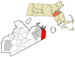 Location of Weymouth in Norfolk County, Massachusetts