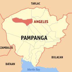 Mapa de Luzon Central con Ángeles resaltado