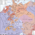 Distribution of Protestantism and Roman Catholicism in Central Europe on the eve of the Thirty Years' War (1618) Crypto-Protestants are not shown.