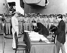 Mamoru Shigemitsu signs the Instrument of Surrender, officially ending the Second World War - Alt.jpg