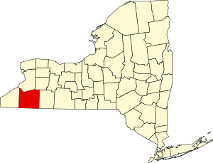 Map of New York highlighting Cattaraugus County