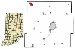 Location of Middletown in Henry County, Indiana.