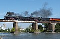 China Railways QJ locomotives crossing the Iowa River