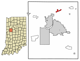 Location of Battle Ground in Tippecanoe County, Indiana.