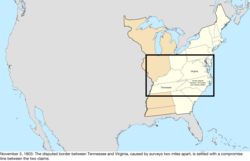 Map of the change to the United States in central North America on November 3, 1803