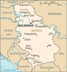 Kart over Statsunionen Serbia og Montenegro