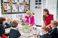 Visiting a primary school in Cornwall with First Lady Jill Biden of the United States (11 June 2021)