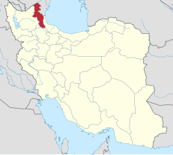 Location of Ardabīl within Iran