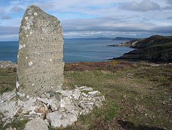 Modern memorial stone on the headland