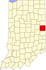 Map of Indiana highlighting Randolph County