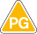 Yellow triangle with PG in centre