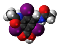 Space-filling model of the iodamide molecule