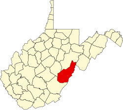 Location of Pocahontas County in West Virginia