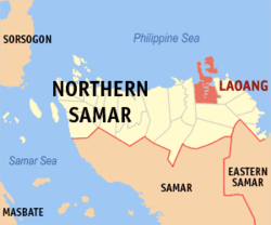 Mapa de Northern Samar con Laoang resaltado