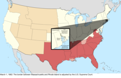 Map of the change to the United States in central North America on March 1, 1862