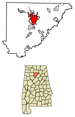 Location of Cullman in Cullman County, Alabama