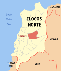 Map of Ilocos Norte with Piddig highlighted