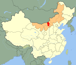包头市在內蒙古自治区的地理位置