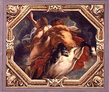 Sagittarius by Jacob Jordaens: painting of a centaur, half-man/half-horse, abducting a woman