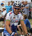 Image 12 Robbie McEwen Photo: John O'Neill Robbie McEwen, Australian professional road cyclist, wearing his Team Katusha (Russian: Катюша) cycling kit at the start of the 2010 Jayco Bay Cycling Classic. McEwen's accolades include winning the maillot vert (green jersey) overall Points Classification in the Tour de France three times, along with winning 12 individual stages, and competing in three Olympic Games. The green and gold bands around his arms identify him as an Australian National Cycling Champion. More selected pictures